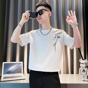 社会小伙夏季男士纯棉短袖T恤时尚潮流圆领体恤男C208-T8008特P30图片