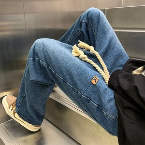 欧美高街vibe裤子大抽绳牛仔裤男款oversize美式直筒裤NK8255-P48图片