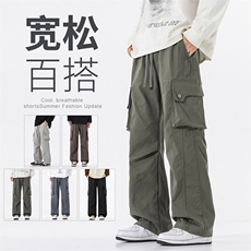 裤子男工装裤宽松直筒裤冲锋裤长裤运动裤夏季薄款休闲裤8015-P46，男装工装外套，星座1006