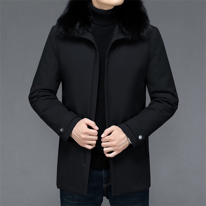 男士中长款羽绒服2023冬季新款毛领潮流纯色休闲羽绒DS2117-P385,男装羽绒服,电商B212（原钱塘6029）