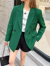 春季绿格西装外套，女装西装，DCXY 超越