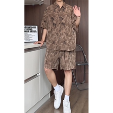 1短袖衬衫男+短裤男套装男100%聚酯纤维M-5XL大码TZ78717P50控98，男装牛仔裤，星座226-2