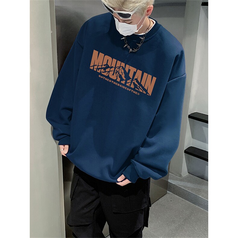 抖音品质秋季新款美式潮流仿棉圆领卫衣wycm4037-特批28控49,男装卫衣,星座605(原A050)