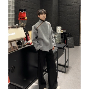 老钱风解构呢料夹克男冬季美式百搭情侣立领棉服复古休闲保暖外套图片