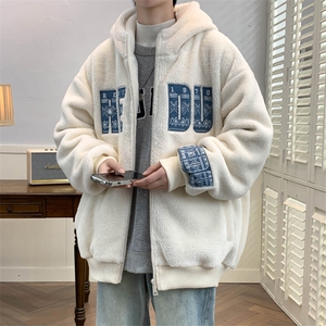 2023冬上新港风加绒加厚棉衣羊羔绒连帽外套男女 988-P110控价158图片