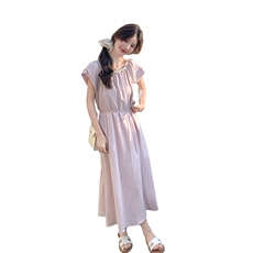 小香风粉色收腰露背连衣裙女2025夏季新款流行爆款绝美减龄长裙子，女装连衣裙，慧尚2-185