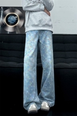 B221美式ins高街小众印花宽松直筒牛仔裤LK25576-特P45控78，男装牛仔裤，电商B221