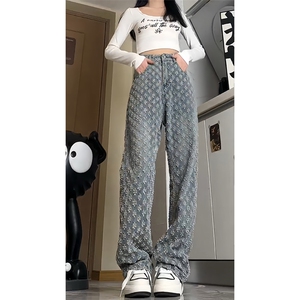 【自拍图·拿图不拿货】提花满印牛仔裤子男女KZT63CC-特P45图片