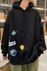 A040-WY2079-P40连帽卫衣男加肥加大码胖子棒球服外套图片