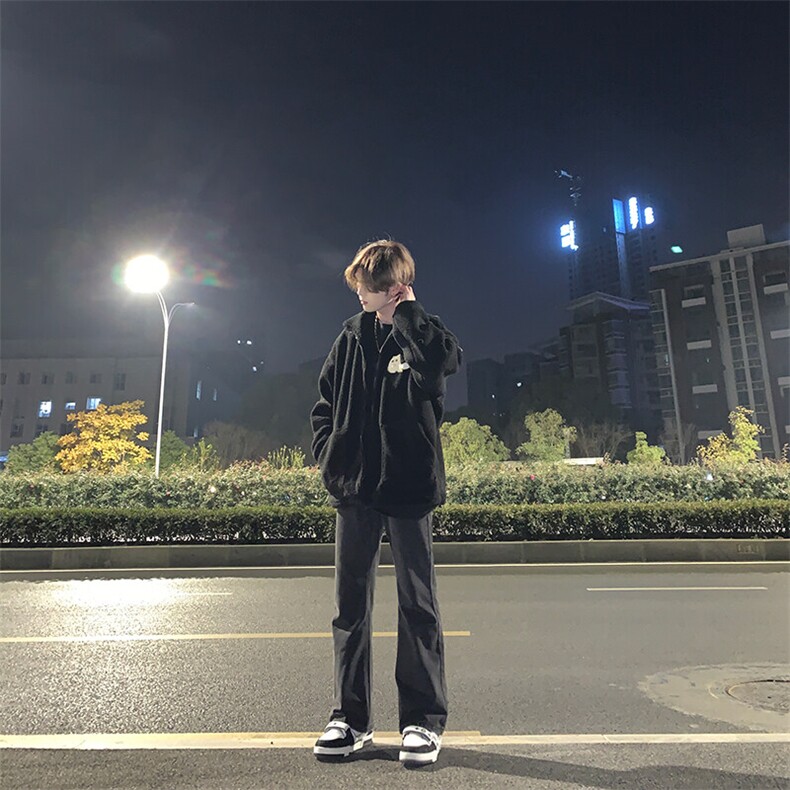已授权 美式vibe风裤子高街潮牌黑色微辣牛仔裤修身直筒痞帅长裤图片