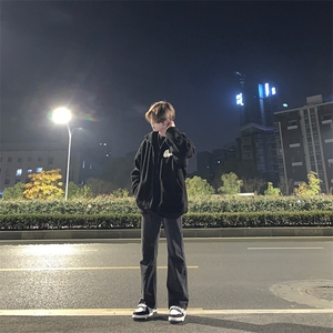 已授权 美式vibe风裤子高街潮牌黑色微辣牛仔裤修身直筒痞帅长裤图片