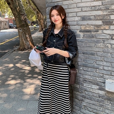 【新品首-发】现货韩系甜美牛仔条纹套装ZB212-2385-P165-K218，女装套装/套裙，浙宝285（原212）