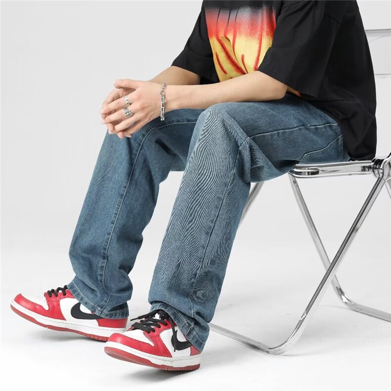 美式牛仔裤男春秋新款休闲直筒裤KM607P40,男装牛仔裤,星座1116-2