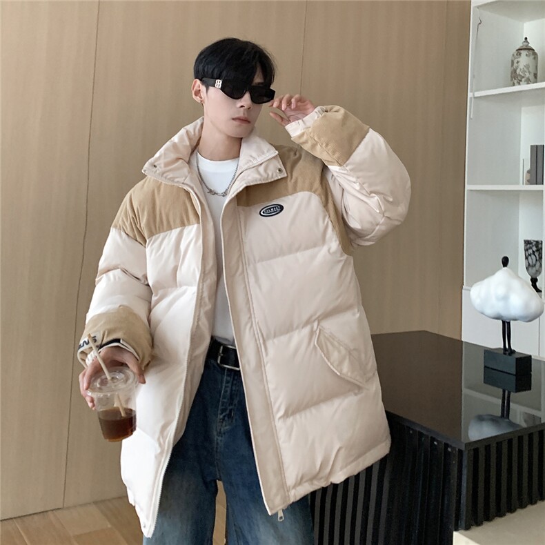 港风立领灯芯绒拼接撞色棉衣男成分：聚酯纤维8718P128控168,男装棉衣,星座227-7