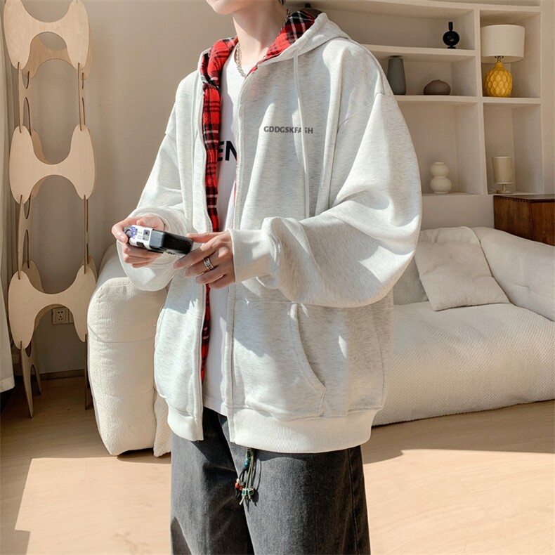 内景秋冬港风百搭连帽卫衣男潮牌休闲宽松外套WY00750/P55加绒P60，女装短外套，电商B316