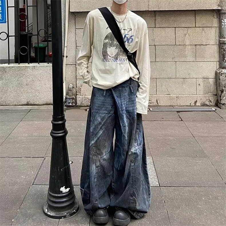美式做旧擦色设计感阔腿牛仔裤ZK0292-P65,男装牛仔裤,星座313A(原308A-2)
