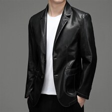BH1819钱塘2020-2秋冬季新款厚款中年男士休闲百搭西服皮衣P135，男装皮衣，钱塘207-2