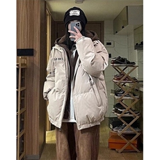 日系气质假两件棉服男冬季加厚连帽棉衣秋冬宽松棉袄外套M570，男装棉衣，星座1116A-1（原606A）