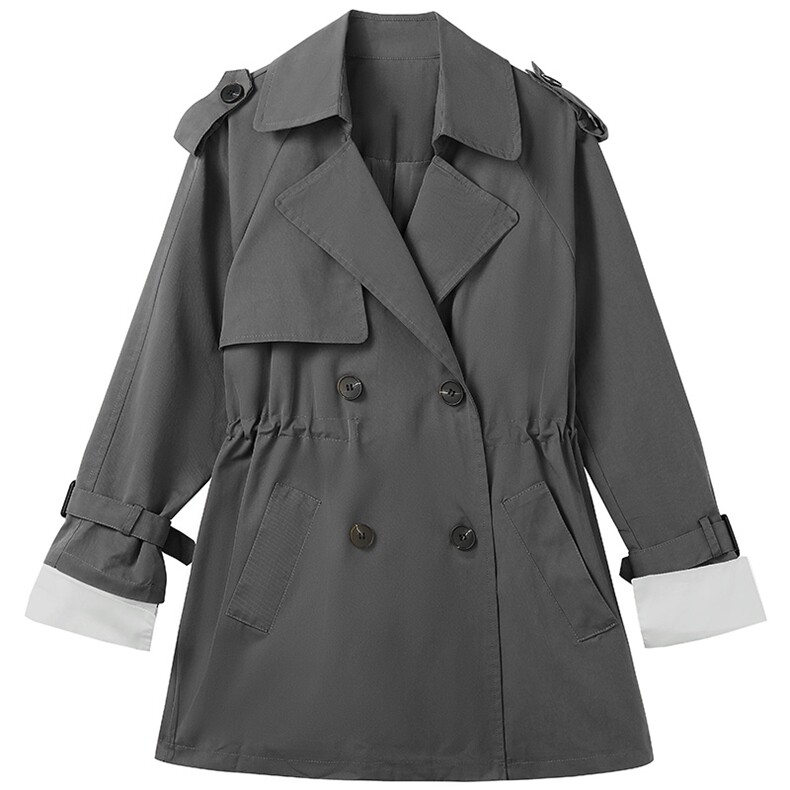 2021秋季时尚简约大方气质优雅收腰显瘦休闲修身百搭潮流风衣外套，女装风衣，米雪儿