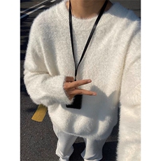 TP26-P26软糯圆领毛衣男秋冬韩系马海毛针织衫慵懒高级感外套，男装针织衫/毛衣，星座1501