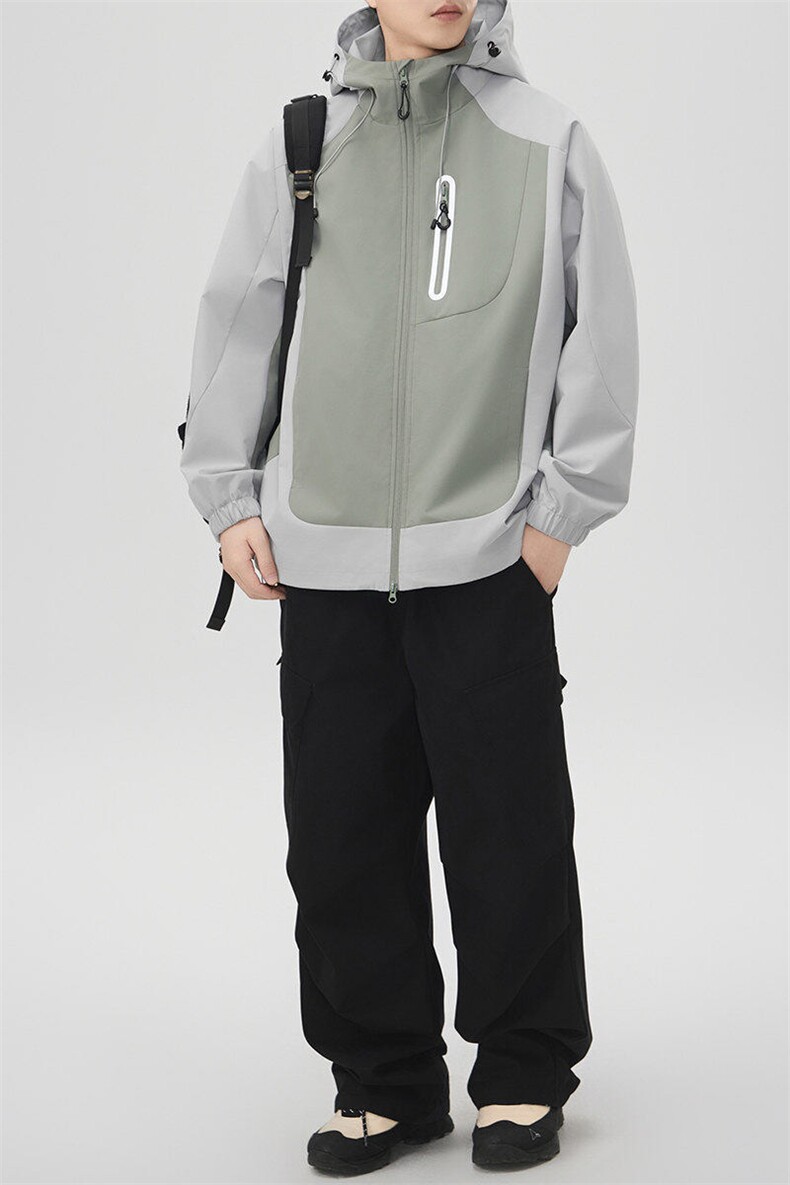 新款硬汉风户外夹克男连帽撞色上衣冲锋衣外套DSA157B-JK7871-P75,男装夹克,电商A157B