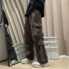 工装裤男日系复古高街痞帅冲锋裤子多口袋降落伞休闲裤AK7526-P40，男装休闲裤，星座1008
