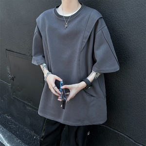 DT112-P40美式cleanfit口袋解构宽松重磅短袖T袖男上衣ins半袖潮图片