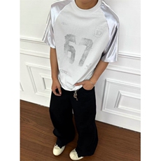 美式复古拼接字母印花圆领宽松男夏季球衣风运动短袖T恤TY139，男装T恤，星座1116A（原606A-3）