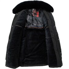 8819/P135中老年冬季新款棉服父亲加绒加厚中长款大毛领棉袄男，男装棉衣，星座1216（原钱塘722）