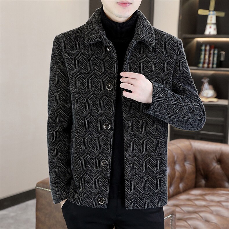 秋冬新款男士商务休闲翻领毛呢大衣短款夹克外套上衣A72P140控228,男装毛呢大衣,电商B226