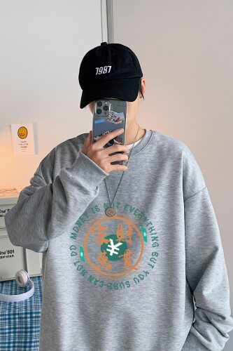 秋冬套头圆领卫衣男港风中性风大码宽松外套百搭1016-1WY095P28,男装卫衣,星座1016-1（原电商B408-1）