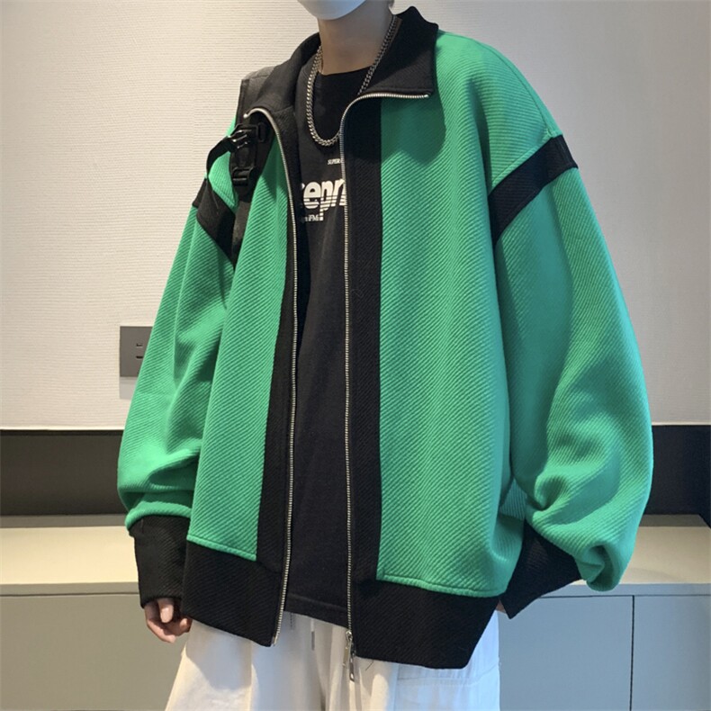 夹克男秋季ins港风拼色外套潮流痞帅休闲针织上衣JK056-P55,男装夹克,星座308B-2