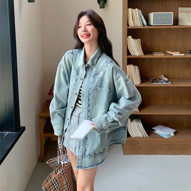 新品重工牛仔衬衫外套5575-P155-K258,女装衬衫,2C275