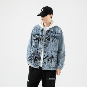 JK823-p80 M-5X无影墙ins牛仔夹克绣花破洞大码男日系CITYBOY图片