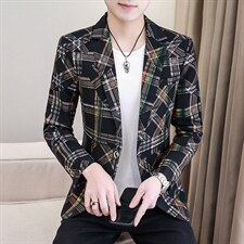 西服男宽松春秋款商务中年弹力西服休闲男士单西印花外套上衣西装图片