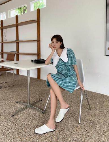 现货夏季新款薄款格子西装裙，女装西装，青菜萝卜