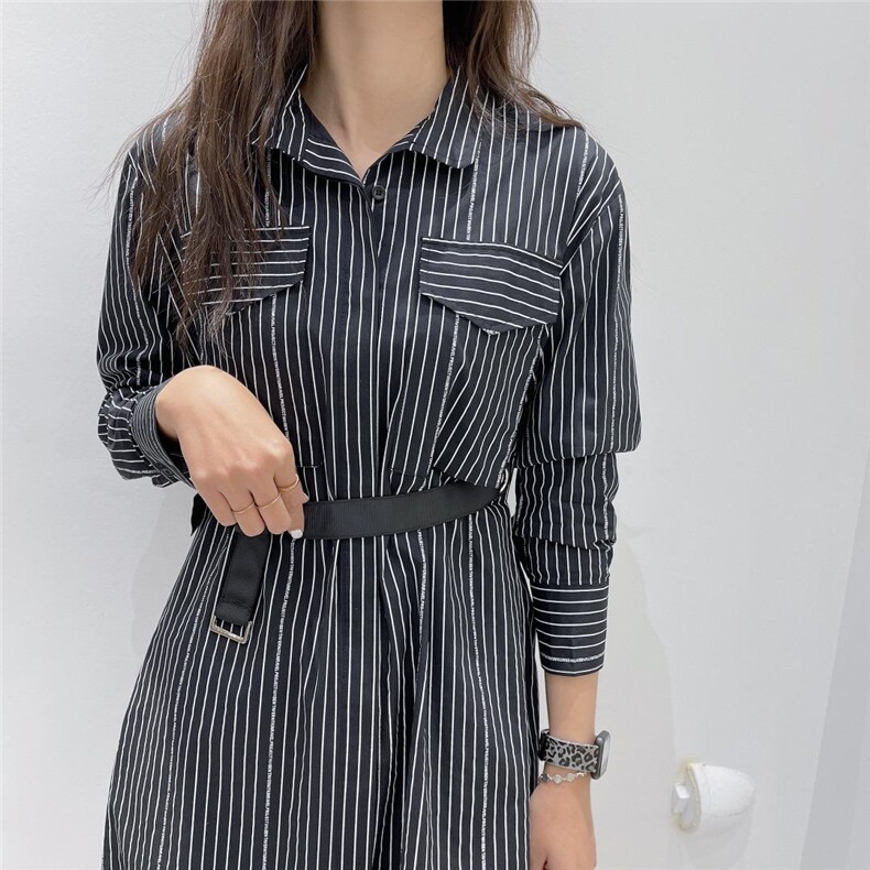 汪尚春2022春装设计师系列设计师款气眼腰带衬衫式连衣裙，女装衬衫，SHANGCHUN·W 汪尚春