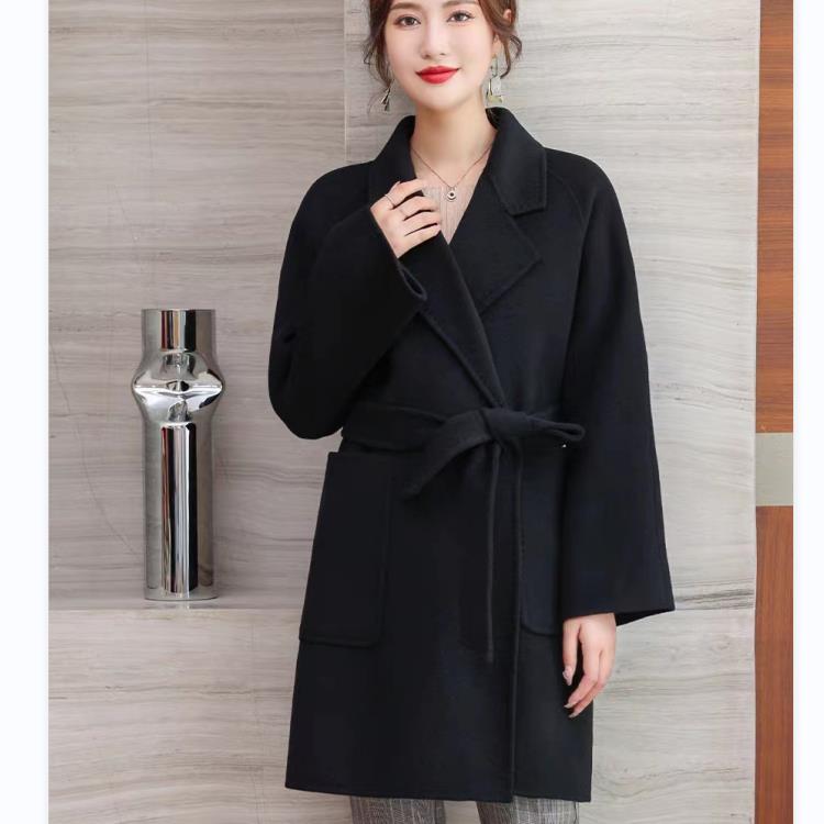 中长款双面羊绒大衣浴袍款70羊毛双面呢外套,女装双面呢大衣,美吧服饰