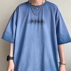 新款短袖港风模特潮牌纯手感落肩宽松胖子T恤TC3127-P33控48，男装T恤，星座717
