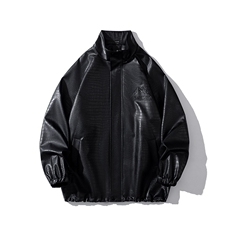 白底鳄鱼纹面料山钢印印花设计潮流大码M-5XL夹克JK77747P85控118，男装夹克，星座227-7