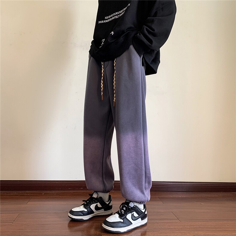 面料65棉35涤纶水洗扎染卫裤男加绒D329-QM537薄款P60-加绒65控78,男装休闲裤,电商D329