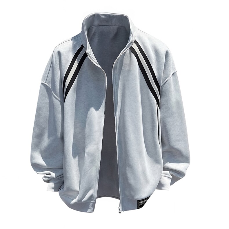 抖音得物高品质二开25秋冬美式重磅结构织带撞色立领卫衣外套W70，男装卫衣，电商A486