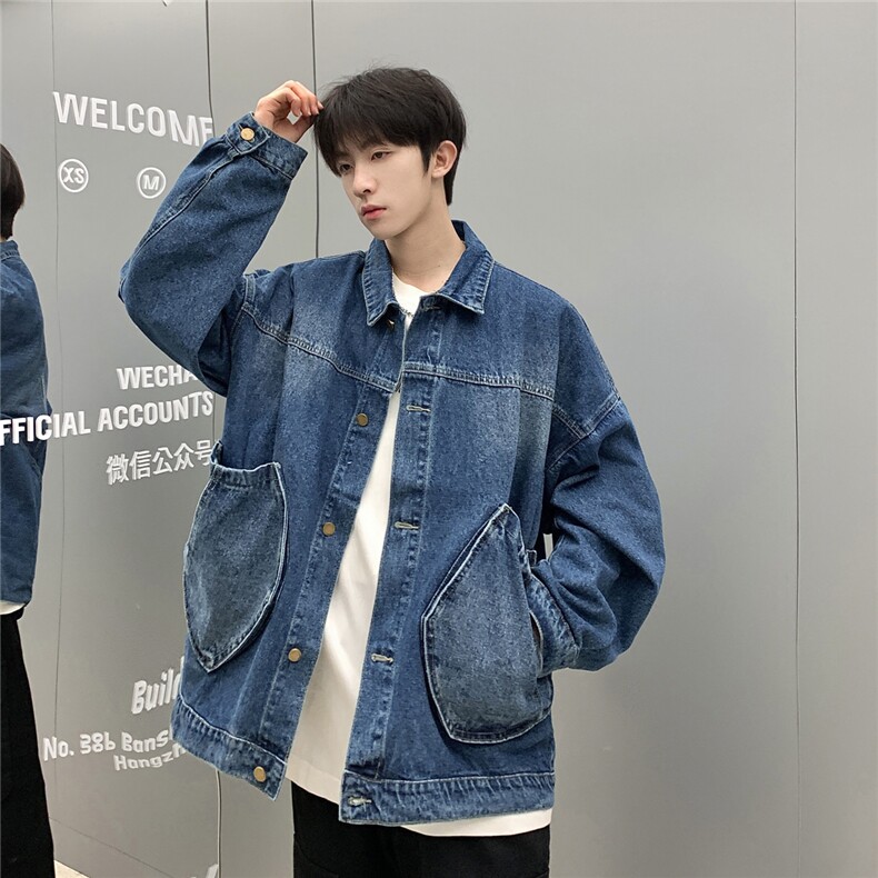 2025新款男士水洗工装牛仔夹克立体口袋潮流外套上衣N9002/P105,男装工装外套,星座202