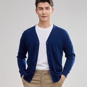 时尚男士羊绒开衫V领单排扣简约百搭高品质毛衣外套