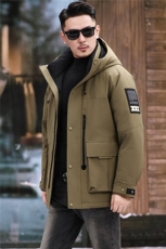 2025冬男士户外工装羽绒服90白鸭绒加厚保暖防风防泼水连帽外套，男装羽绒服，钱塘723