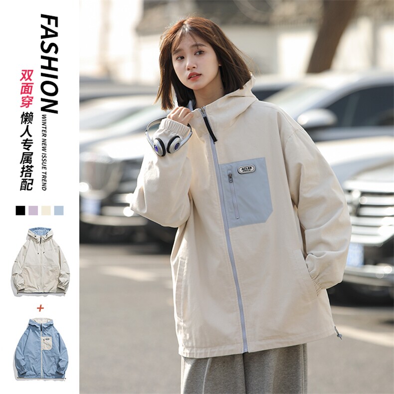 815A-JK92832-P75特美式两面穿外套秋装冲锋衣休闲夹克女中性风，男装夹克，星座815A