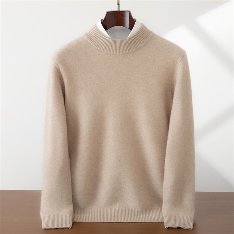 2025年秋季时尚百搭通勤简约休闲半高领，男装羊绒套衫，蜜暖羊
