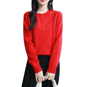 原单好货 纯棉开衫女毛衣外套2023新款春秋外搭针织衫上衣宽松厚图片