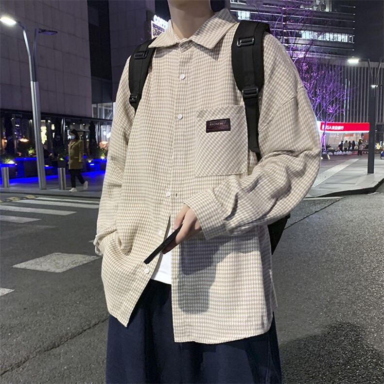 男春季衬衫千鸟格长袖衬衫C00010P38,男装衬衫,星座1116-2