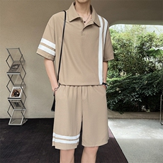 23年男士织带拼接运动套装，男装休闲套装，电商A210